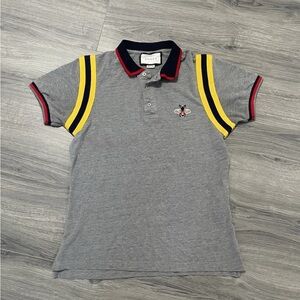 Gucci Bee Patch Polo Shirt In Grey Cotton Men's size Medium Excellent Condition